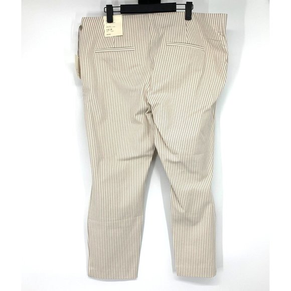 A New Day Pants High Rise Slim Fit Ankle Beige White Stripe NWT - Picture 7 of 12